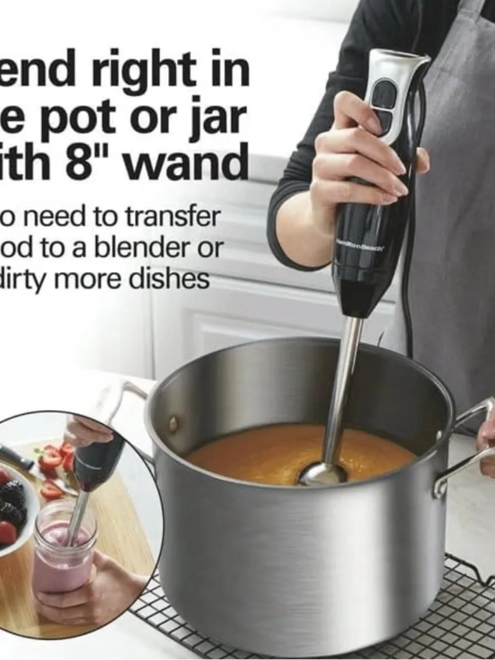Hamilton Beach Black and Silver 2-Speed Immersion Blender with Whisk